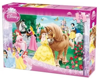 Image de Puzzle disney les princesses fond du cheval dans le parc du château 24 pièces - king - 5160b