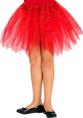 Produktbild von Glitzer Tütü Petticoat für Kinder | 30cm Farbe: Rot