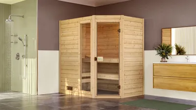 Produktbild von weka Massivholz-Sauna VALIDA Gr. 1 Sparset 5,4 kW K inkl. integrierter Steuerung x B x T x H x 189 x 139 x 204