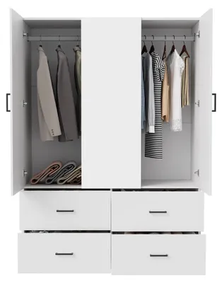 Immagine prodotto di Armadio ProximaX 130x51,8x181,5 cm bianco, ante e 4 cassetti, ampio armadio contenitore per camera da letto, robusto