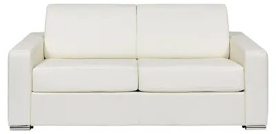 Produktbild von Schlafsofa 3 Personen mit Express-Bettfunktion aus weißem Büffelleder - Liegefläche  mit breiten Latten 140 cm - Matratze 14 cm CALITO