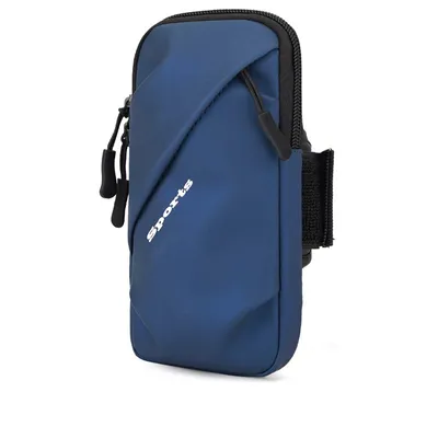 Imagen del producto de Funda para teléfono con correa para el brazo, modelo unisex, universal, para deportes. Funda impermeable para el brazo, azul