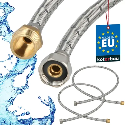 Produktbild von KOTARBAU® 2er Set Flexschlauch 1/2 Zoll Wasserschlauch 120cm Panzerschlauch Außengewinde x Innengewinde Anschlussschlauch Armatur Schlauch Wasserhahn