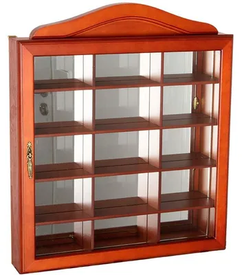 Wandvitrine aus Holz mit Glas, Magnetschließung, 42 cm