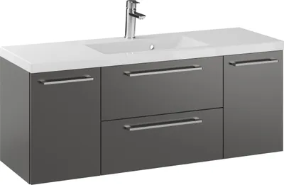 Produktbild von Rosen 120 cm Badezimmerschrank mit Waschbecken und Chrom Griffen - Zeitloses Design für Elegantes Bad