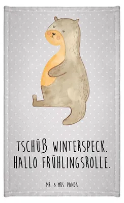 Produktbild von Mr. & Mrs. Panda Handtuch Otter Bauch - Grau Pastell - Geschenk, Kleines, dick, Seeotter See, Baumwollhandtuch, Für Gäste-WC, Winterspeck, Sportmuffel, gäste wc