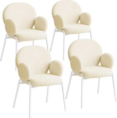 Produktbild von tectake® Stuhl Scandi gepolstert mit Bouclé-Bezug Belastbarkeit 120 kg, 61,5 x 62 x 90 cm