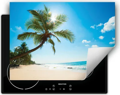 Produktbild von DarHaus Herdabdeckplatte 70x52 cm Anti Rutsch Matte Aufrollbar, Strand - Meer