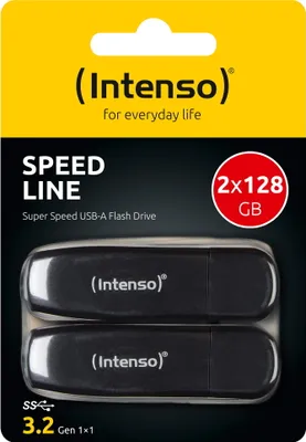 Produktbild von Intenso SPEED LINE USB 3.2 Gen 1x1 Super Speed USB-A Stick, 2x 128 GB, Schwarz