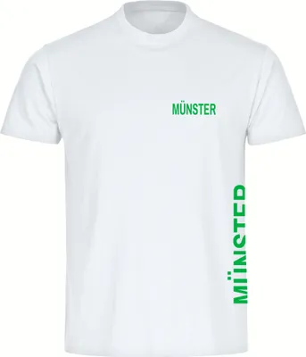 Produktbild von multifanshop Herren T-Shirt - Münster - Brust & Seite, weiß, Größe L