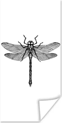 Produktbild von MuchoWow® Poster Libelle - Insekten - Retro - Schwarz und weiß 20x40 cm - Plakat - Foto