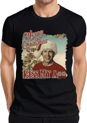 Zdjęcie produktu dla Wesołych Świąt Clark Griswold Kiss My A - Koszulka męska Christmas Xmas, Czarny, L