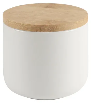 Keramik-Vorratsdose 260 ml mit Holzdeckel, weiß