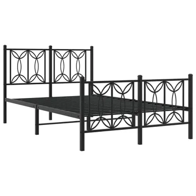 Produktbild von Bettgestell mit Kopf- und Fußteil Metall Schwarz 120x190 cm
