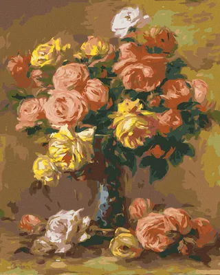 Produktbild von Zuty - Malen nach Zahlen - ROSEN IN EINER VASE (PIERRE-AUGUSTE RENOIR), 40x50 cm, mit Keilrahmen (bereits gespannt)