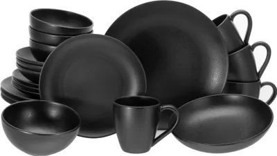 Produktbild von CreaTable, 16815, Magic Black Black, Kombiset 20-tlg, Steinzeug