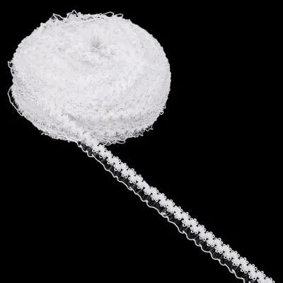 Rüschenkantenband, weiß, 18,3 m, 13–14,5 mm, elastisch