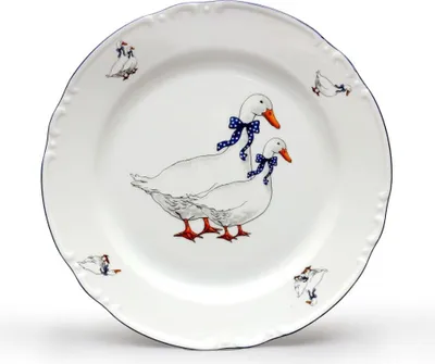 Produktbild von Thun 1794 Flacher Teller, Gänse, 24 cm, Tschechisches Porzellan, Konstanz, Thun
