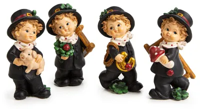 Produktbild von 4 Schornsteinfeger Figuren 10 cm - Glücksbringer mit Glückssymbolen