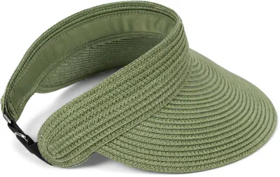 Produktbild von styleBREAKER Papierstroh Visor Cap einfarbig | Sonnenvisier mit elastischem Band und Hakenverschluss | Luftige Schildkappe als Sonnenhut für Damen