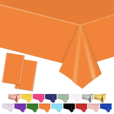 Obrázek produktu pro Oranžová ubruska, 2 kusy, rozměry 137x274 cm, jednorázové, plastové, obdélníkové