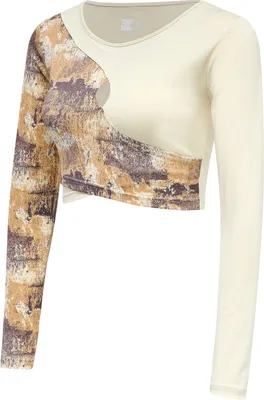 Immagine prodotto di Maglia a maniche lunghe Hummel hmlLOTUS, modello cropped, colore bianco sporco, taglia S, per donna