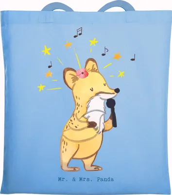 Produktbild von Mr. & Mrs. Panda Schultasche Sängerin Herz - Sky Blue - Geschenk, Einkaufstasche, Jutebeutel, Beutel, Tasche, Laptoptasche, Tote Bag