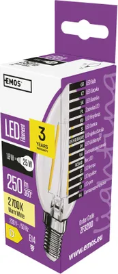 LED žárovka Filament svíčka / E14 / 1,8 W (25 W) / 250 lm / teplá bílá