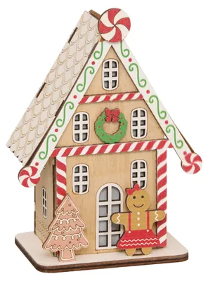 Image de Lanterne de Noël à LED, maison en pain d'épices, 15 cm