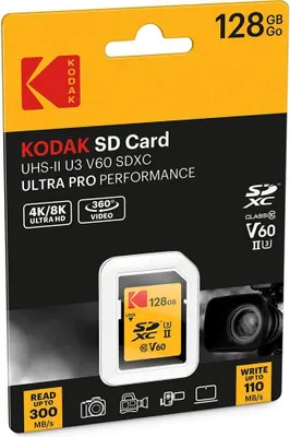 Obrázek produktu pro Kodak EKMSD128GUHS2V1K, 128 GB, SDXC, Třída 10, UHS-II, 300 MB/s, 110 MB/s