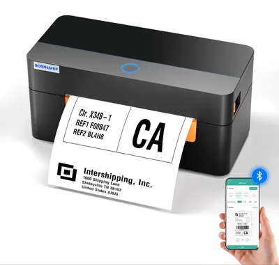 Bluetooth-Thermodrucker 4x6 für Versandetiketten, schwarz-orange