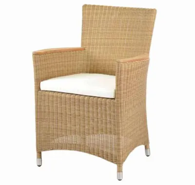 Produktbild von Geflechtsessel Turin Cream aus hochwertigem Polyrattan wetterfester und moderner Rattansessel Gartensessel inkl. Sitzkissen