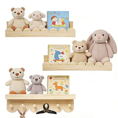 Produktbild von Set von 3 Kinderbuchregalen mit Haken