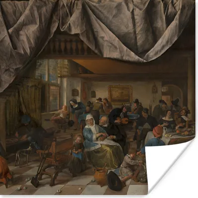 Produktbild von MuchoWow® Poster Das Leben des Menschen - Jan Steen 50x50 cm - Wohnzimmerdekoration
