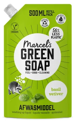 Productafbeelding van Marcel's Green Soap Afwasmiddel Navulling Basilicum & Vetiver 500 ml