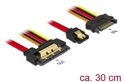 Produktbild von DeLOCK 85228, 0,3 m, SATA III, SATA 7-pin, SATA 22-pin, Weiblich/Weiblich, Schwarz