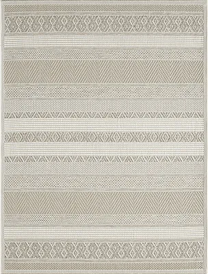 Produktbild von Outdoor Teppich Flachgewebe Balkonteppich Terasse Küchenteppich Wetterfest Beige Grau