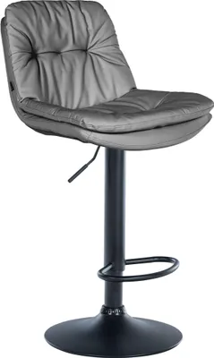 Produktbild von Barhocker MITUN - Kunstleder Grau 46x54x92 cm Schwarz | Barstuhl Höhenverstellbar Mit Lehne Drehbar Tresenhocker Tresenstuhl Kneipenhocker