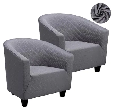 Produktbild von Sesselbezüge, 2 Stück für Cocktailsessel, elastische Sesselschoner, abnehmbar und waschbar, für Einzelsofas, Clubsessel (Hellgrau, Gestrickt)