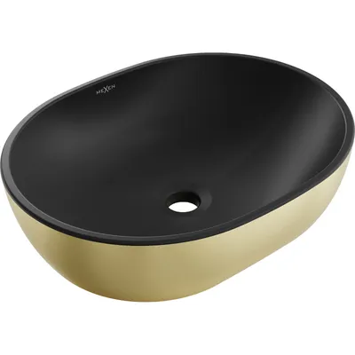 Zdjęcie produktu dla Mexen Viki umywalka nablatowa 48 x 35 cm, czarna mat/złota - 21054876