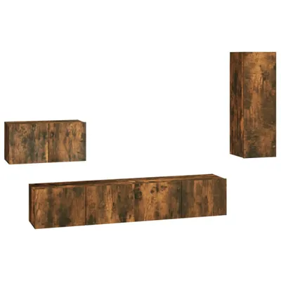 Produktbild von vidaXL 4-tlg. TV-Schrank-Set Räuchereiche Holzwerkstoff