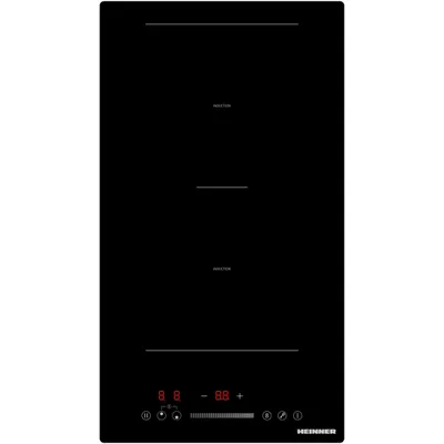 Image de Plaque à induction encastrable Heinner HBHI-M2ZB1FXTC Domino, 2 zones de cuisson,tactile, sécurité enfants, verre noir