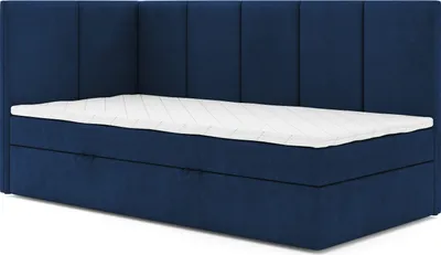 Produktbild von MR GROUP Boxspringbett DENIS MAX 100x200 links Kinderbett Jugendbett Einzelbetten Bett Stauraum Polsterbett Matratze Topper H3 Schlafzimmer dunkelblau