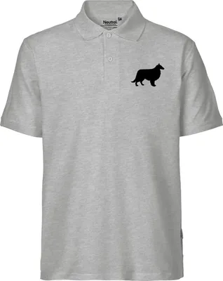 Produktbild von Huuraa Herren Polo Shirt Collie Sheltie Silhouette M Sport Grey Bio Baumwolle Fairtrade Poloshirt Geschenkidee