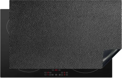 Produktbild von KitchenYeah© Herdabdeckplatte Leder - Lederoptik - Schwarz - Hell , 83x51cm, Küche Deko, Glaskeramikkochfeld Herdabdeckung, Abdeckplatte fùr Kochfeld