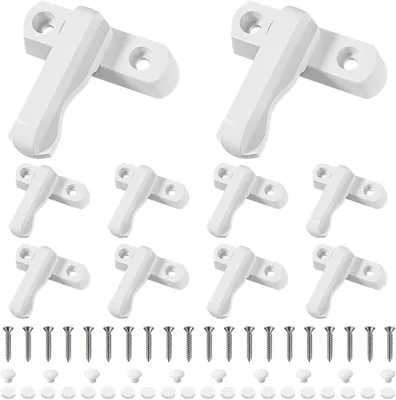 Imagen del producto de Sistema de seguridad para ventanas y puertas, 10 unidades, color blanco, fabricado en ABS, para ventanas y puertas correderas