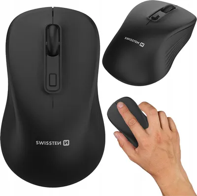 Produktbild von Swissten, Kabellose Büro Maus PC & Mac DPI Einstellbar, Schwarz
