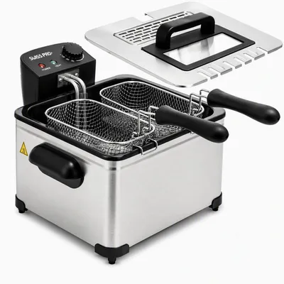 Productafbeelding van Swiss Pro+ SP-DFRY5L - Frituurpan XXL - 5 liter - Multifunctioneel - 1 Grote En 2 Kleine Friteusemanden, AI-gegenereerde afbeelding