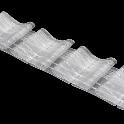 Obrázek produktu pro Záclonová stuha 10 m, ploché záhyby, průhledná – 80 mm, 1:3,0, řasicí stuha, záhybová stuha