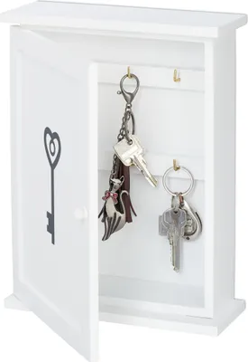 Produktbild von Relaxdays Schlüsselkasten Holz, Schlüssel-Aufdruck, Landhausstil, zum Aufhängen, Schrank HxBxT 29 x 22 x 8 cm, weiß